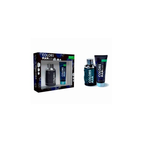 SET PARA CABALLERO, BENETTON, COLORS MAN BLACK, EDT 100 ML + GEL DE DUCHA 75 ML