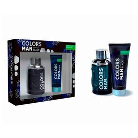 SET PARA CABALLERO, BENETTON, COLORS MAN BLACK, EDT 100 ML + GEL DE DUCHA 75 ML