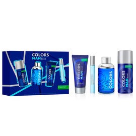 SET PARA CABALLERO, BENETTON, COLORS MAN BLUE, EDT 100 ML + DESODORANTE 150 ML + AFTER SHAVE 75 ML + TRAVEL SPRAY 10 ML